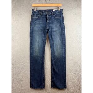 Rogan Mens Straight Leg Piston Button Fly Dark Wash Indigo Denim Jeans 31